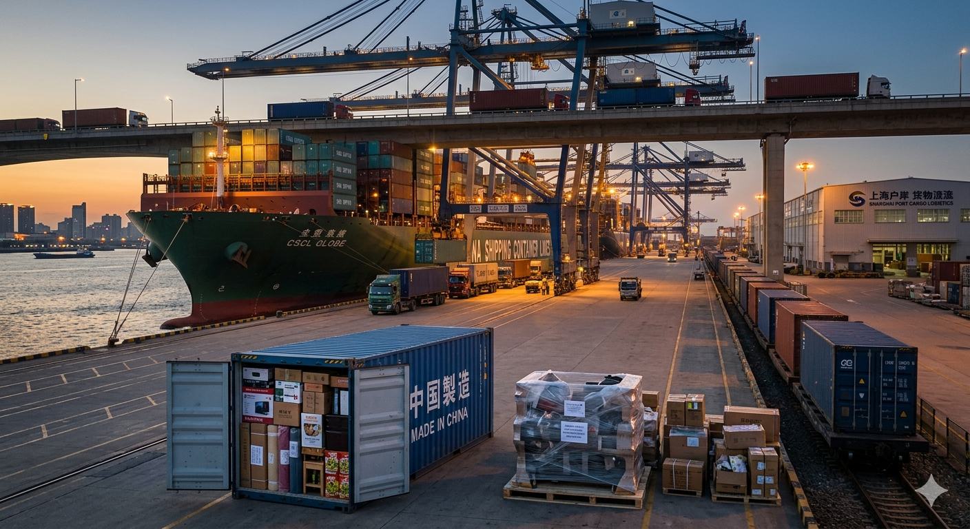 Conteneurs d'import-export au port